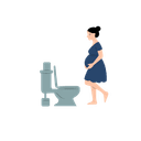 A pregnant woman in the toilet
